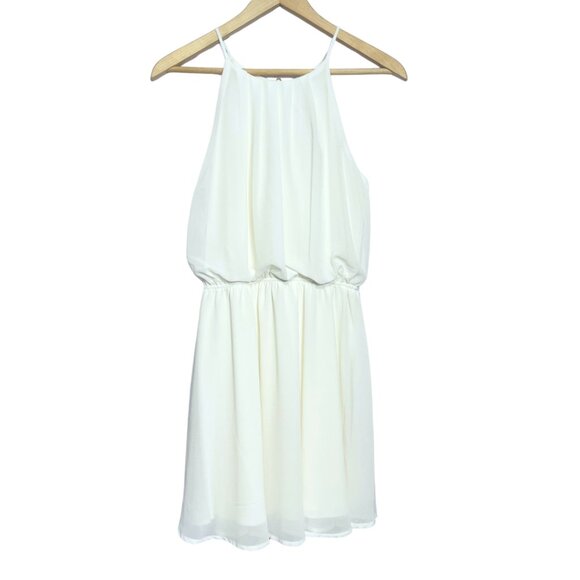 DNA Couture Blouson Dress Womens Size M Creamy White Light Sheer Fairy Feminine - Picture 1 of 11